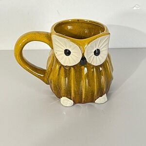 Cracker Barrel Owl Mug  Yellow Ceramic‎ Textured Coffee Cup 16oz